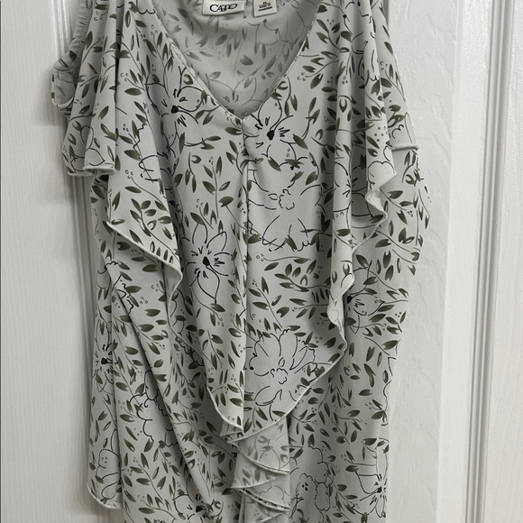 Cato White Green Ruffle Cami Chain Straps Y2K Romantic Herbalist Bloomcore XL - Picture 3 of 4